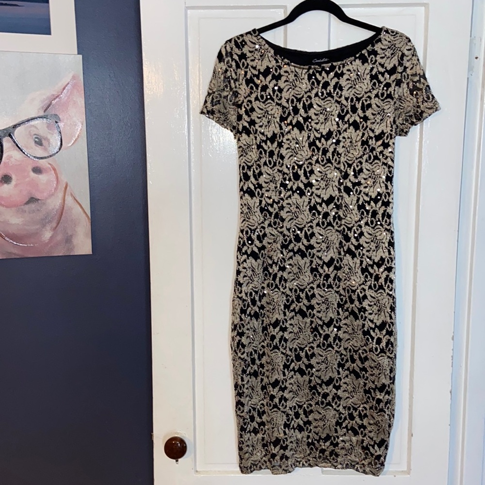 Candalite Sequined Floral Bodycon Dress Size Small NWT